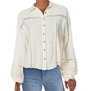 Free People Summer Stars Button Down Shirt Size XS